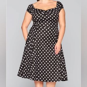 Collectif 50s Dolores Doll dress Black White polka swing dress